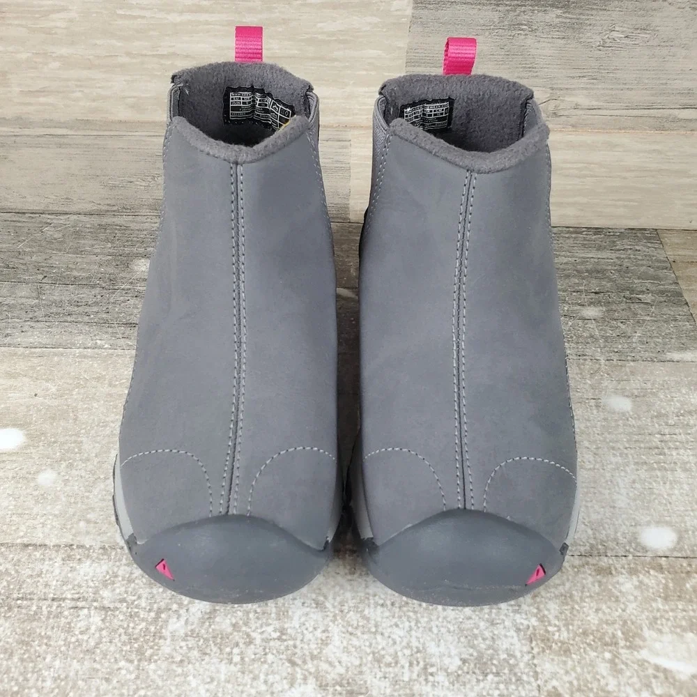 KEEN Kootenay III Kids Chelsea Booties Sz 9 Gray Leather Slip On Round Toe Ankle